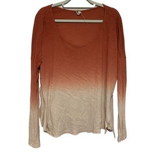 FREE PEOPLE Size Large Ombré Sweater Orange & Cream, Lightweight